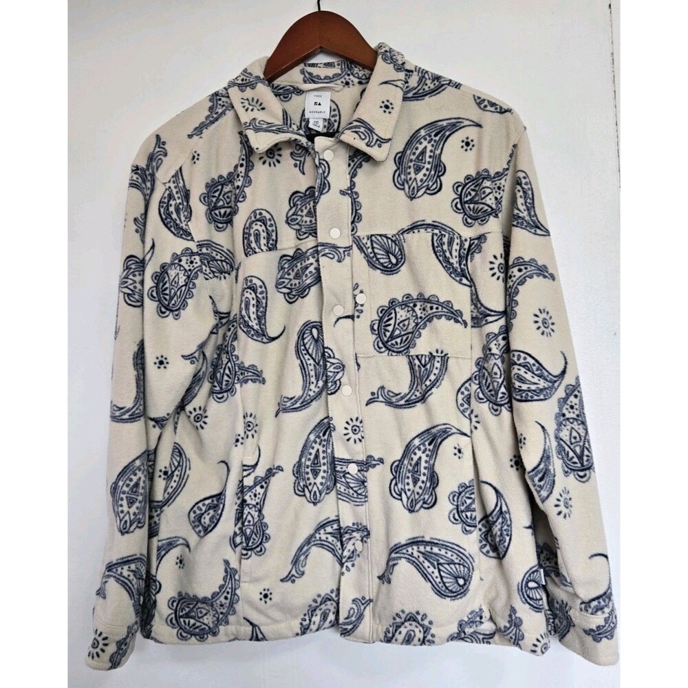 Free Assembly Shacket Womens 2XL Button Fleece Chore Barn Work Bandana Paisley